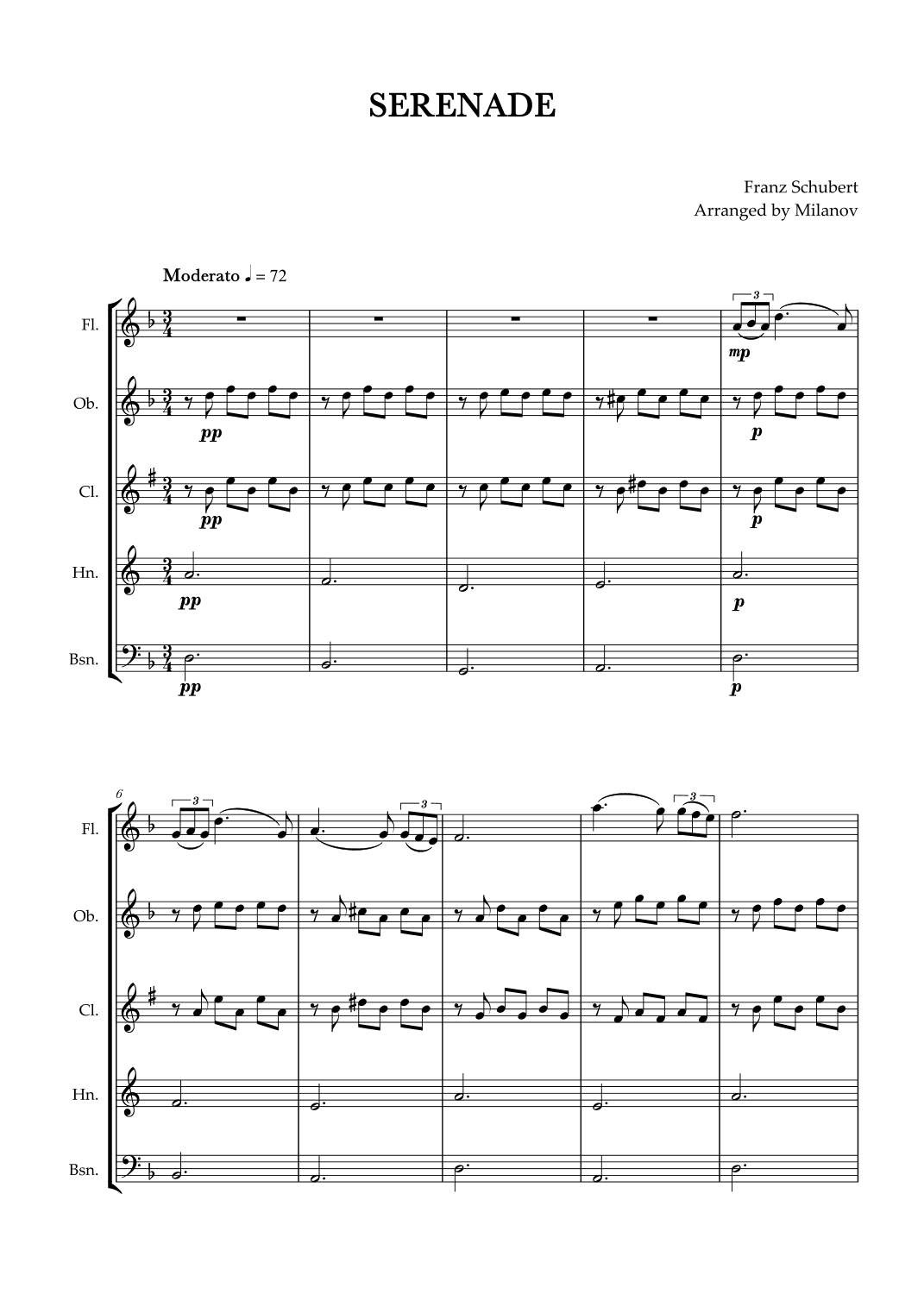 Serenade | Schubert | Woodwind Quintet (arr. Milanov)