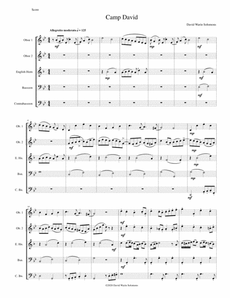 Camp David for double-reed quintet (2 oboes, cor anglais, bassoon, contrabassoon)