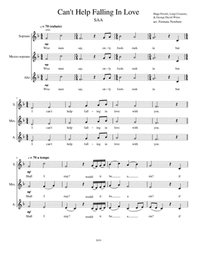 Can't Help Falling In Love (arr. J.C. Baker)