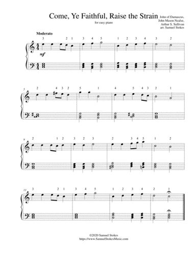 Come, Ye Faithful, Raise the Strain - for easy piano (arr. Samuel Stokes)