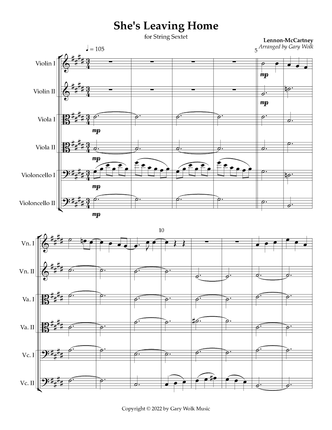 She's Leaving Home (arr. Gary Wolk)