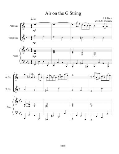 Air on the G String (Alto and Tenor Sax Duet) with opt. piano accompaniment (arr. B. C. Dockery)