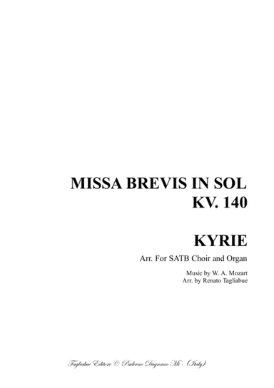 MISSA BREVIS in G major - KV 140 - 1 KYRIE (arr. Renato Tagliabue)