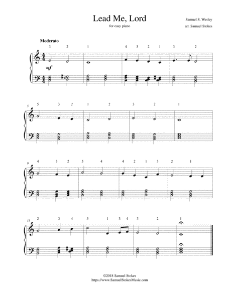 Lead Me, Lord - for easy piano (arr. Samuel Stokes)