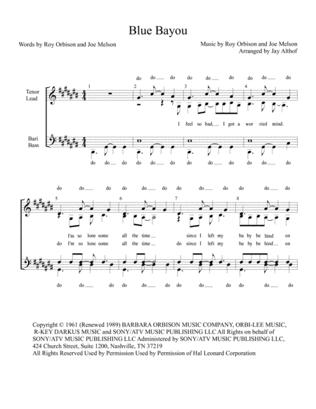 Blue Bayou (arr. Jay Althof)