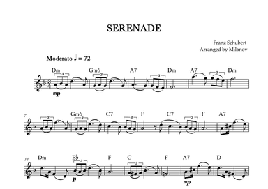 Serenade | Schubert | Lead Sheet | D minor (arr. Milanov)
