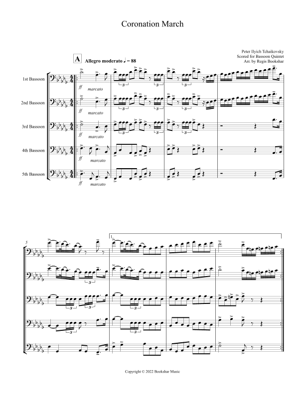 Coronation March (Db) (Bassoon Quintet) (arr. Regis Bookshar)