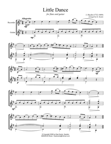 Dance for for descant recorder and guitar (arr. Amadeus Music)