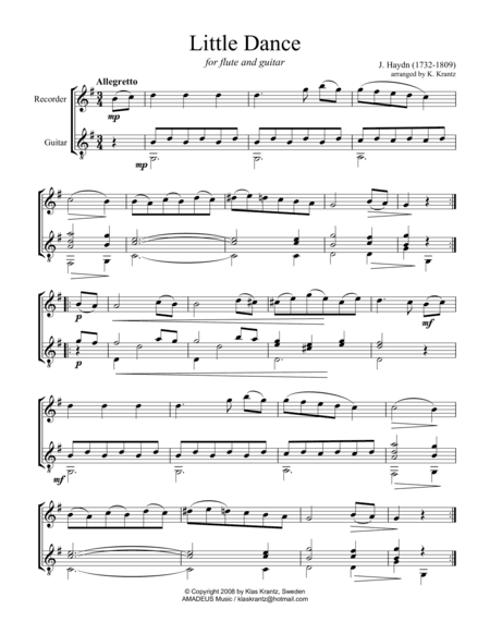 Dance for for descant recorder and guitar (arr. Amadeus Music)