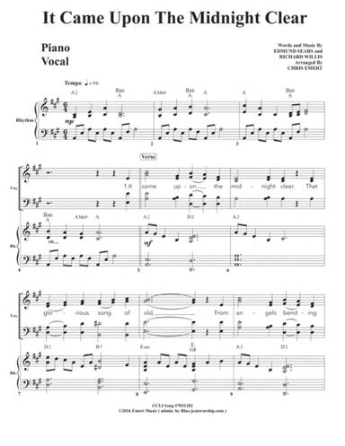 It Came Upon The Midnight Clear-Singers, Rhythm section (arr. Blue-jeanworship.com)