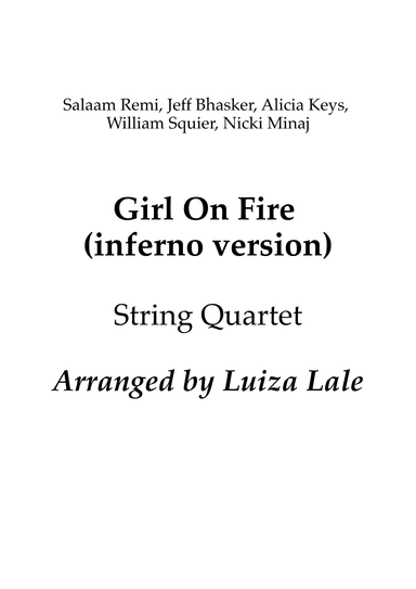 Girl On Fire (inferno Version) (arr. Luiza Lale)