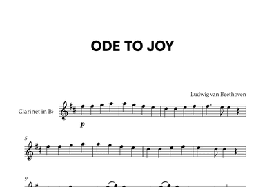 Beethoven - Ode to Joy (for Clarinet in Bb Solo) (arr. Cadenza Editions)