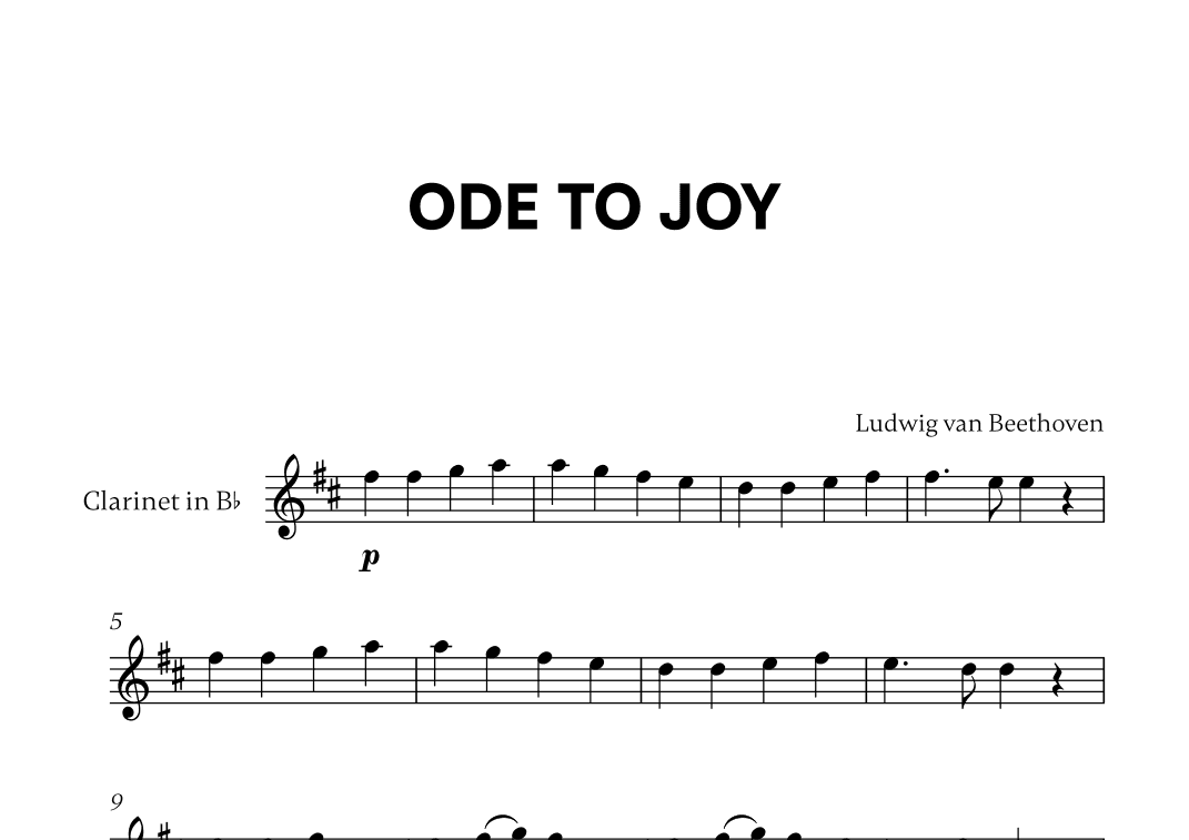 Beethoven - Ode to Joy (for Clarinet in Bb Solo) (arr. Cadenza Editions)