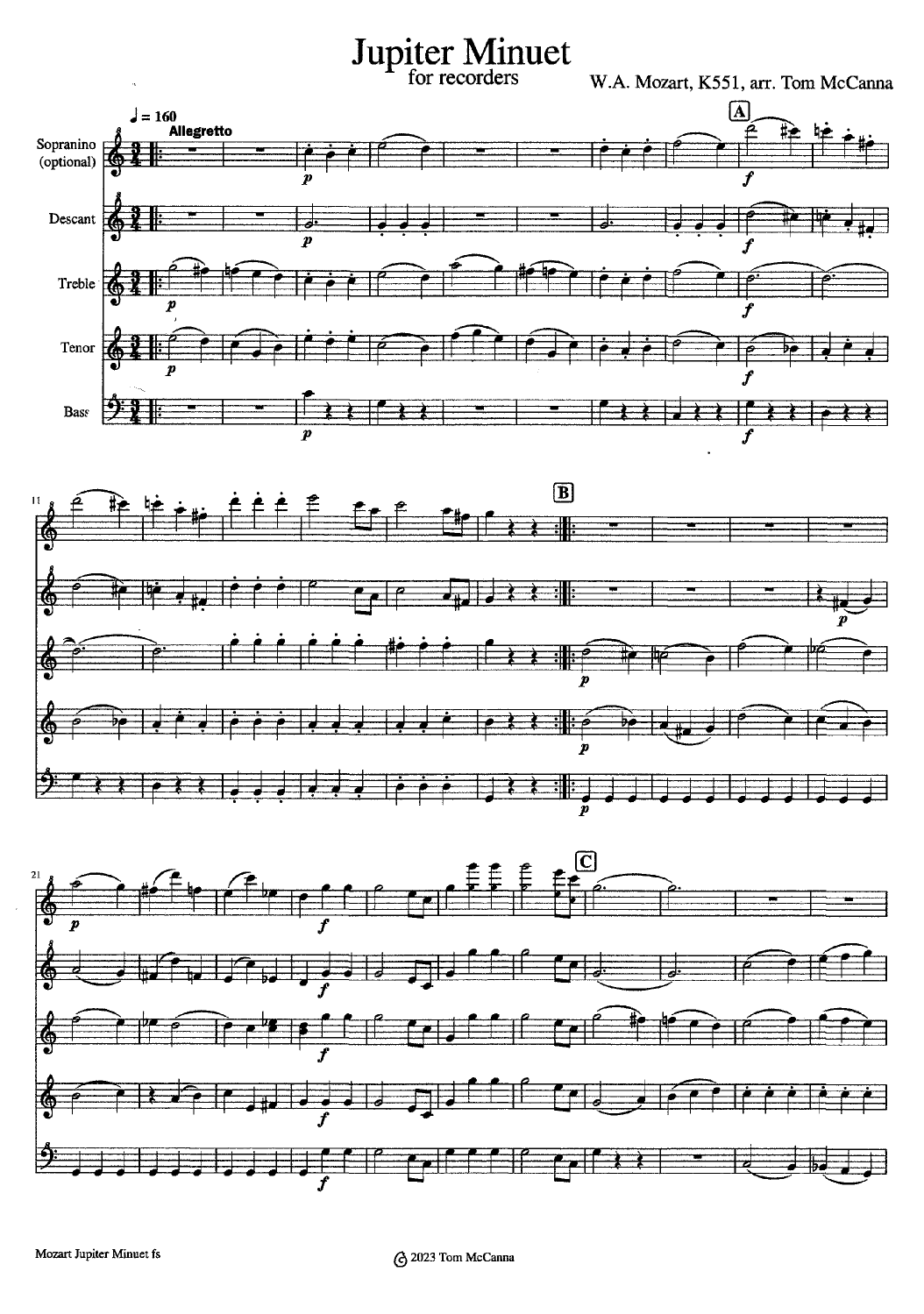 Jupiter Minuet (arr. Tom McCanna)