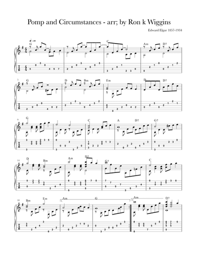 Pomp And Circumstance - Classical Guitar (arr. Ron k Wiggins)