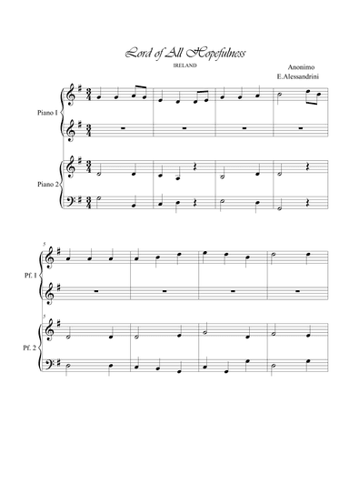 Lord of all hopefulness. Piano 4 hands (arr. Ester Alessandrini)