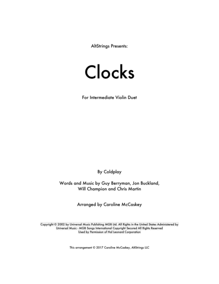 Clocks (arr. Caroline McCaskey)