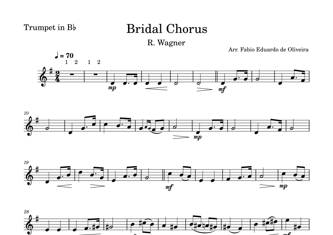 Bridal Chorus (Wagner)  - Wedding March - Easy Arrangement (arr. Fabio Eduardo de Oliveira)