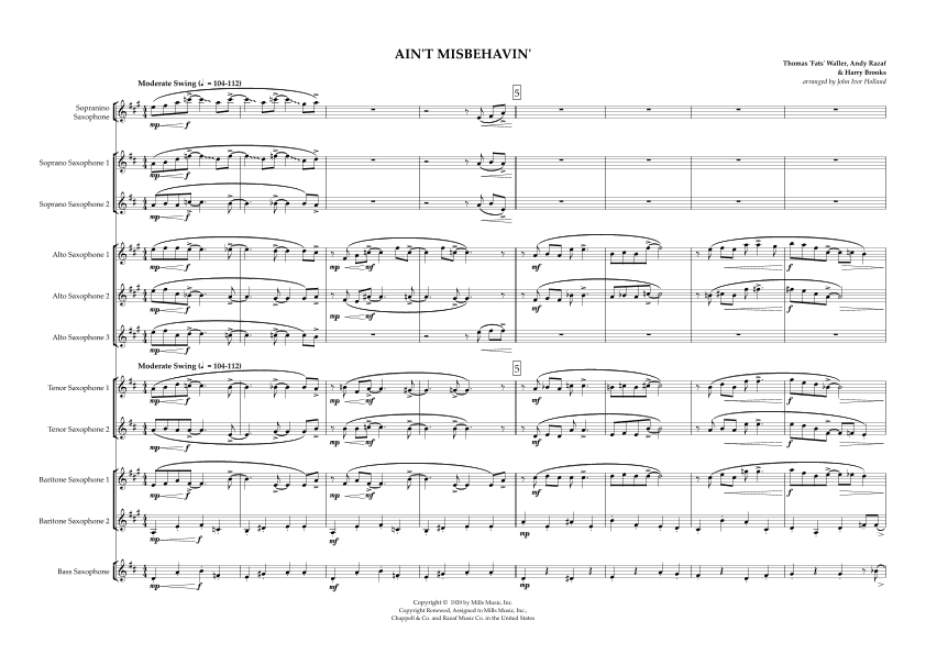 Ain't Misbehavin' (arr. John Ivor Holland)