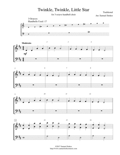 Twinkle, Twinkle, Little Star - for 3-octave handbell choir (arr. Samuel Stokes)