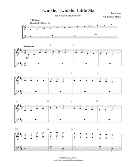 Twinkle, Twinkle, Little Star - for 3-octave handbell choir (arr. Samuel Stokes)