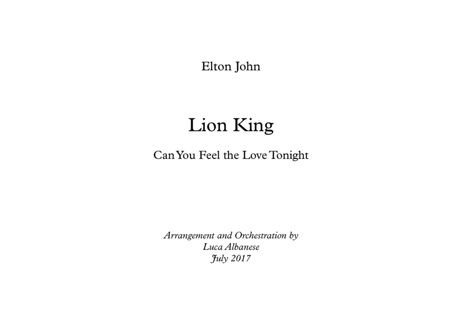 Can You Feel The Love Tonight (arr. Luca Albanese)