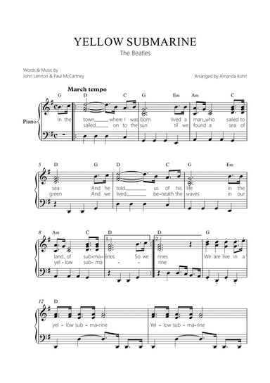 Yellow Submarine (arr. Amanda Kohn)