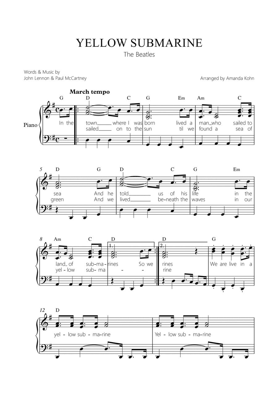 Yellow Submarine (arr. Amanda Kohn)