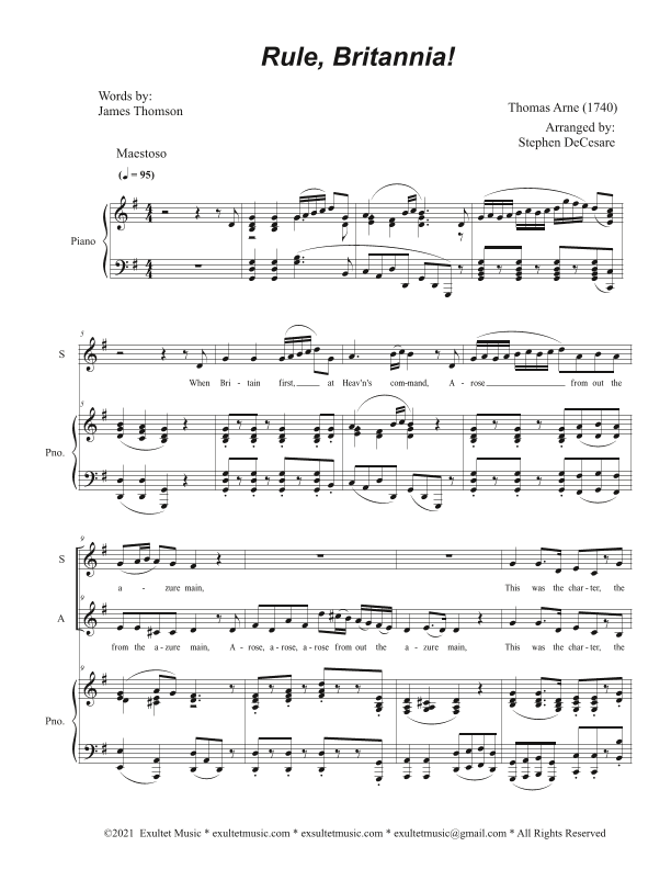 Rule, Britannia! (2-part choir - (SA) (arr. Stephen DeCesare)
