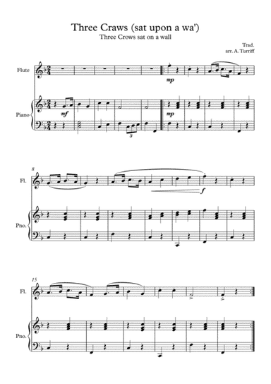 Three Craws (sat upon a wa') - Flute and Piano (Score and Parts) (arr. A. Turriff)