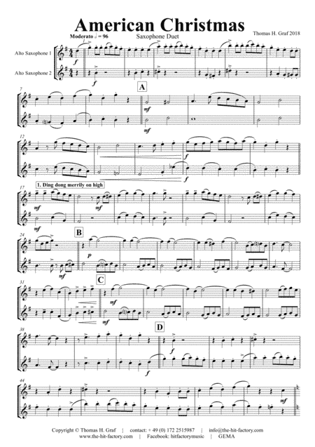 American Christmas - Mash up Rondo of best Christmas Songs - Saxophone Duet (arr. Thomas H. Graf)