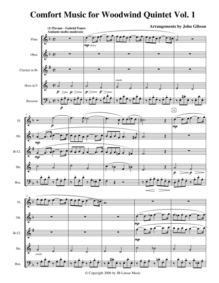 Comfort Music for Woodwind Quintet Vol I (arr. John Gibson)