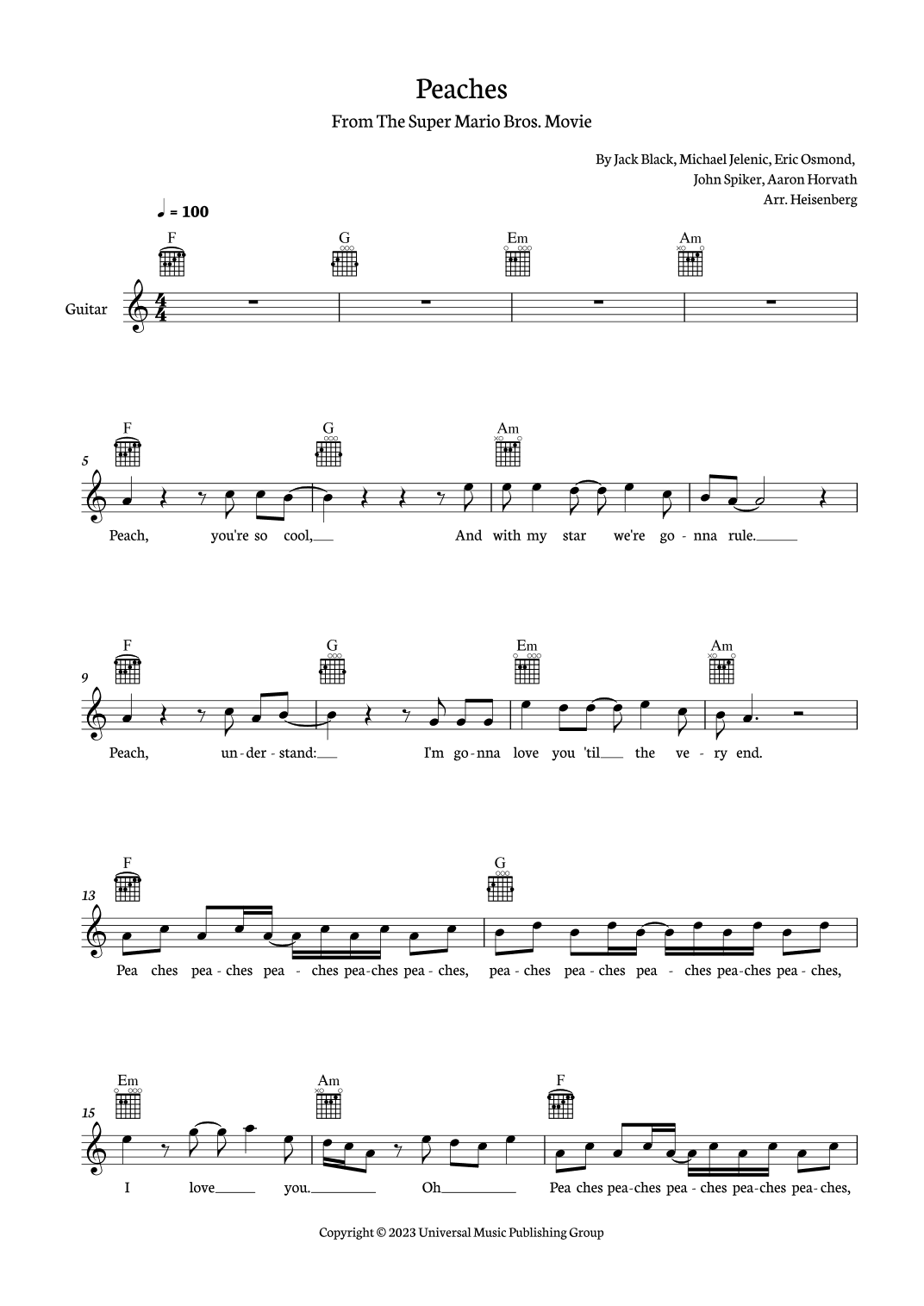 Peaches (arr. Heisenberg)