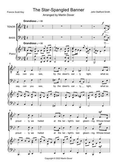 The Star-Spangled Banner - 2 part choir TB - Lower Voices (arr. Martin Dover)