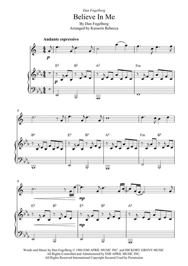 Believe In Me (arr. Kaiserin Rebecca)