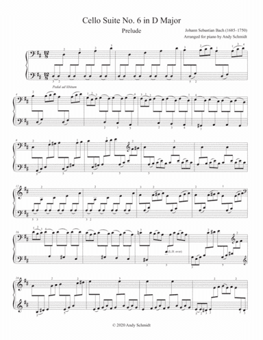 Bach Cello Suite No. 6 in D Major-Prelude (arr. Andy Schmidt)