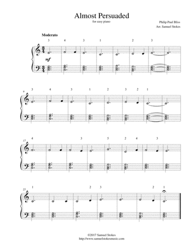 Almost Persuaded - for easy piano (arr. Samuel Stokes)