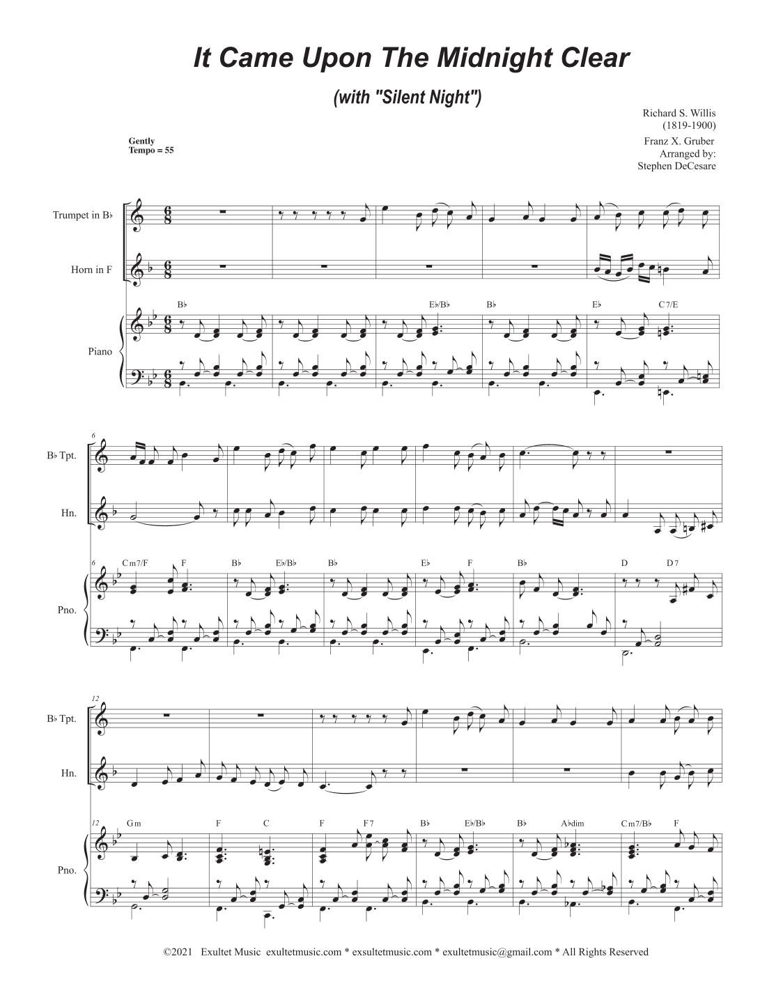 It Came Upon The Midnight Clear (with "Silent Night") (Duet for Bb-Trumpet and French Horn) (arr. Stephen DeCesare)