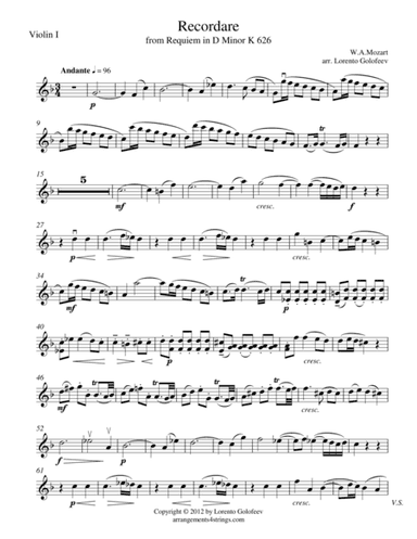 Recordare from Requiem (arr. Lorento Golofeev)