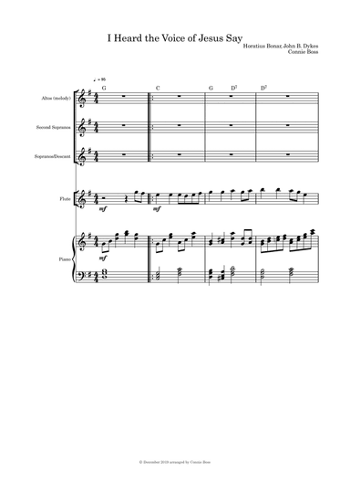 I Heard the Voice of Jesus Say - vocal trio, flute and piano (arr. Connie Boss)