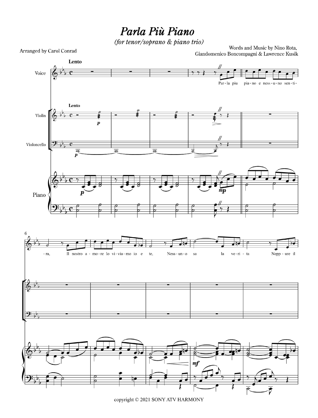 Parla Piu Piano (arr. Carol Conrad)