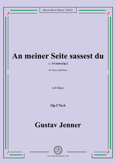 Jenner-An meiner Seite sassest du,in B Major,Op.2 No.6 (arr. OSM Press)