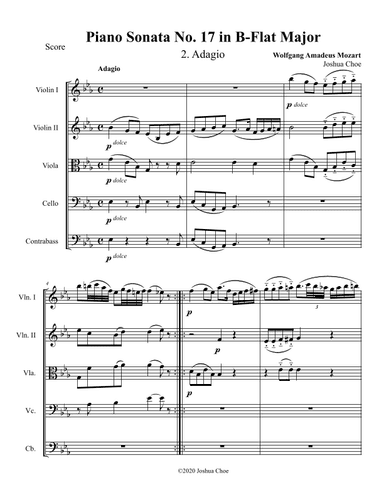 Piano Sonata No. 17, Movement 2 (arr. Joshua Choe)