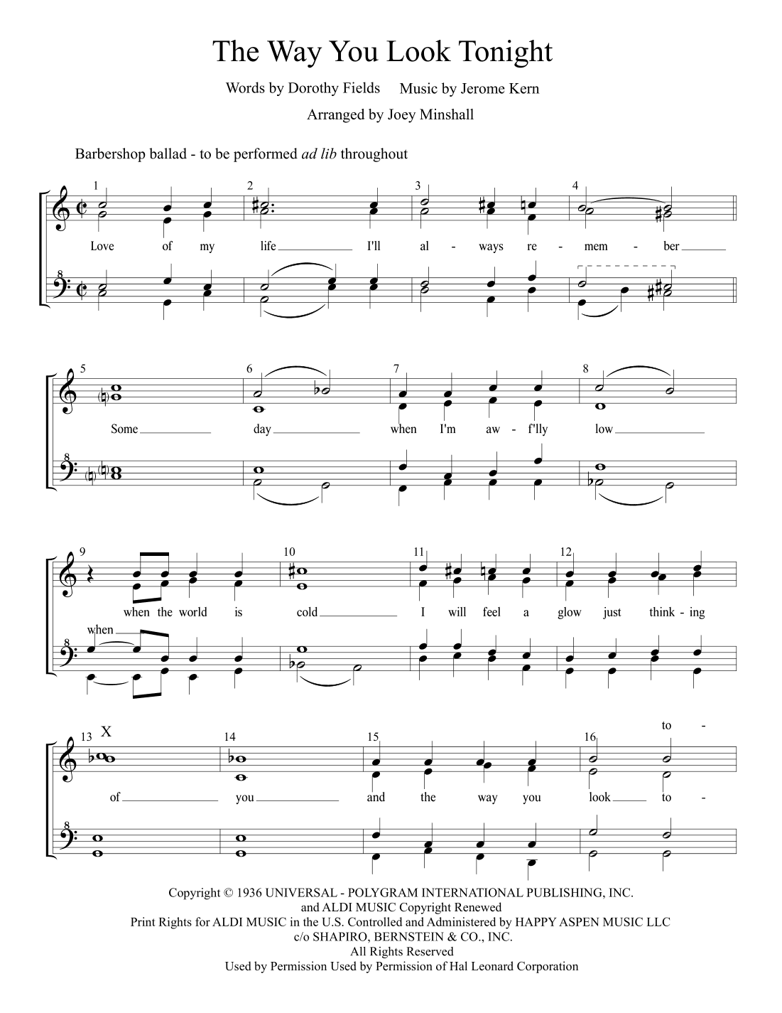 The Way You Look Tonight (arr. Joey Minshall)