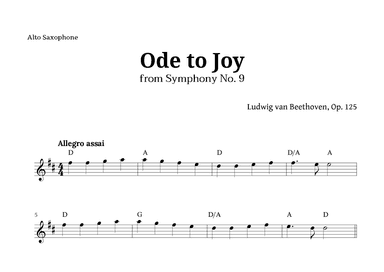 Ode to Joy by Beethoven for Alto Sax with Chords (arr. Langanho)
