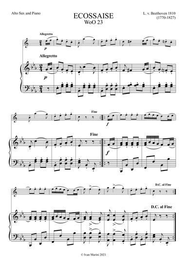 ECOSSAISE (Scottish Dance) - for Alto Sax and Piano (arr. Ivan Marini)