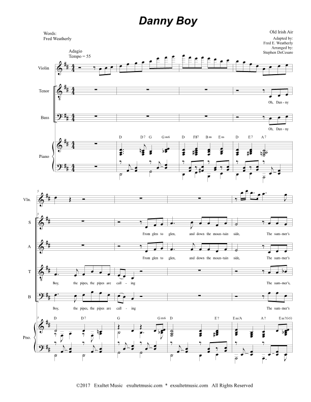 Danny Boy (for SATB) (arr. Stephen DeCesare)