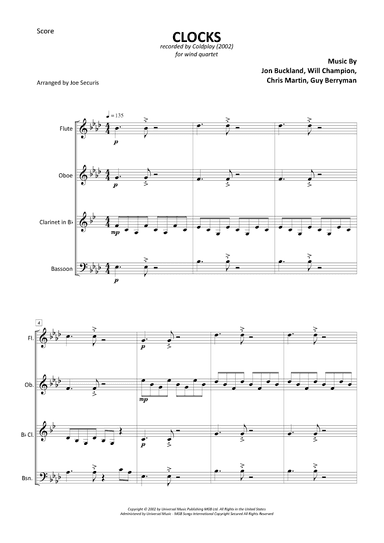 Clocks (arr. Joe Securis)