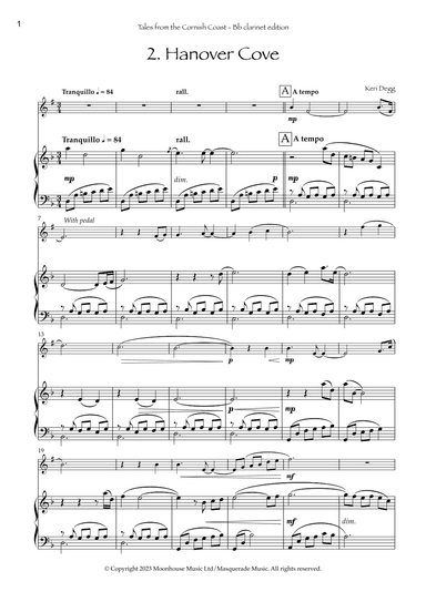 Hanover Cove (from Tales from the Cornish Coast) Bb Clarinet & Piano. By Keri Degg
