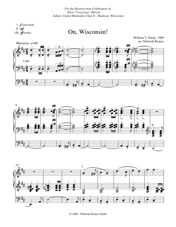 On, Wisconsin! (arr. Deborah Krauss)